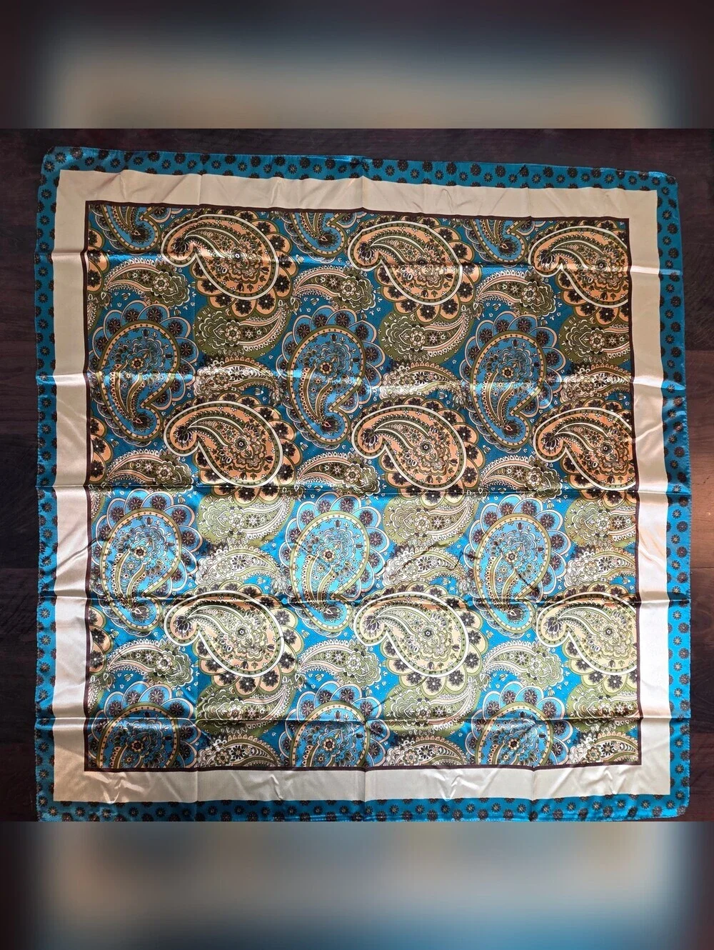 NWT Boho Paisley Satin Headscarf Hair Bandana Large Square Neck Scarf 35
